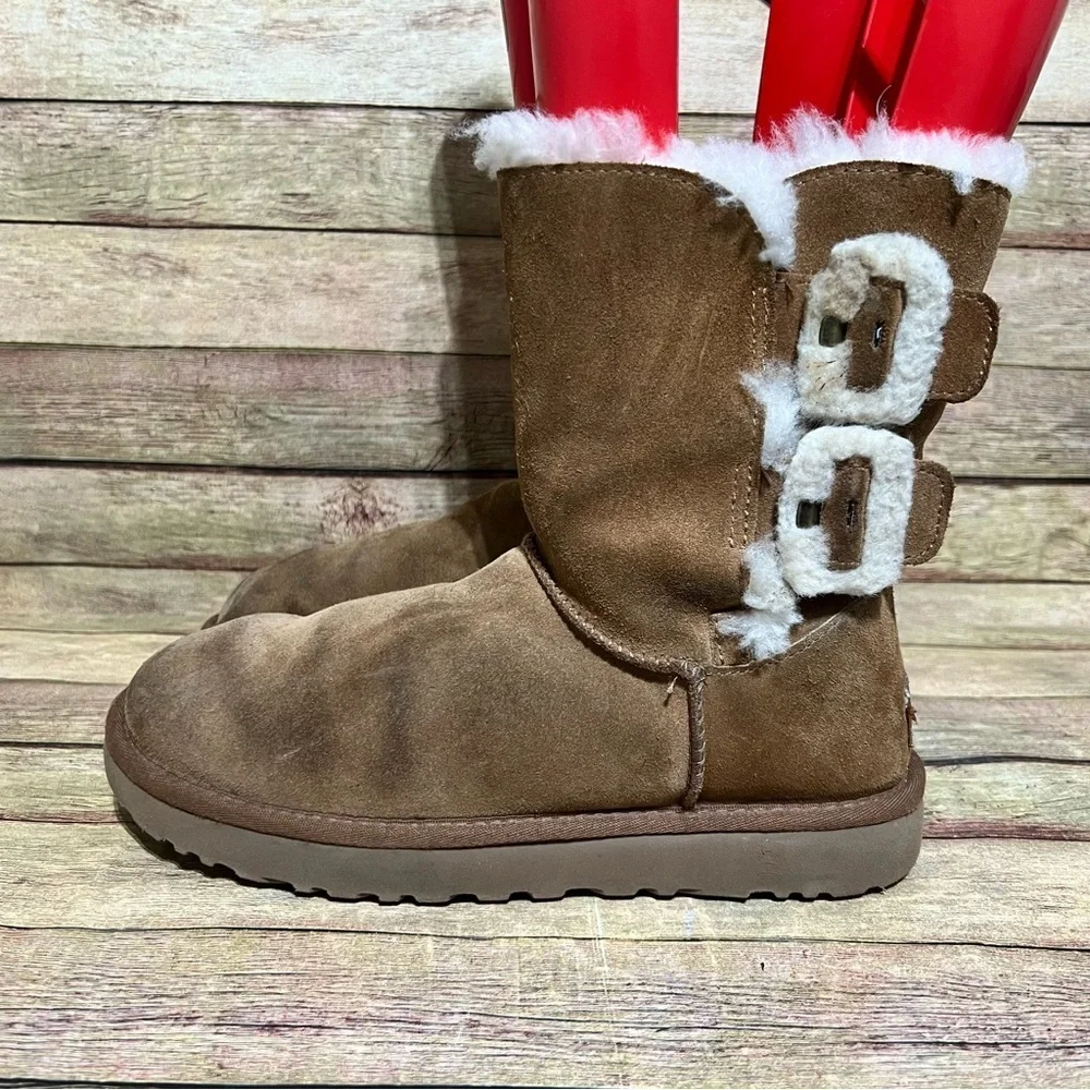 Ugg Brown Bailey Fluff Buckle Winter Boots